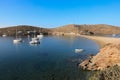 Beautiful landscape in Kolona beach Kythnos island Cyclades Greece.