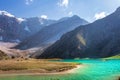 Beautiful landscape of Kulikalon lake in Fann mountains, Tajikistan. Amazing turquoise water in lakes in Pamir Alay mountain range