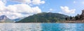 Beautiful landscape with lake with azure water in mountains. Panoramic view of Taurus mountain canyon, Turkey