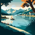 Beautiful landscape of Lake Como, Italy.. AI generated