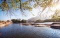 Beautiful landscape of lake in the desert Royalty Free Stock Photo