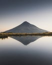 Beautiful landscape of Lake Dive and  Mount Taranaki, New Zealand Royalty Free Stock Photo