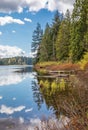 Beautiful landscape of a lake in a forest. Rolley Lake Provincial Park near the town of Mission in BC, Canada