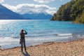 Beautiful landscape of Lake Menendez in Larches National Park, Argentina