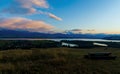 Beautiful landscape, lake with village. Seating overlooking on landscape.