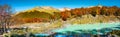 Beautiful landscape of lenga forest, mountains at Tierra del Fuego National Park, Patagonia