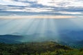 Beautiful landscapes and light streaming through the clouds.