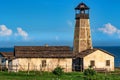 Beautiful landscape with lighthouse near sea Royalty Free Stock Photo