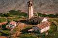 Beautiful landscape with lighthouse near sea Royalty Free Stock Photo