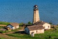 Beautiful landscape with lighthouse near sea Royalty Free Stock Photo