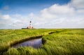 Beautiful landscape with lighthouse at North Sea, Germany Royalty Free Stock Photo