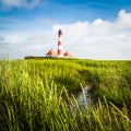 Beautiful landscape with lighthouse at North Sea, Germany Royalty Free Stock Photo