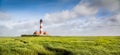 Beautiful landscape with lighthouse at North Sea, Germany Royalty Free Stock Photo