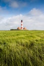 Beautiful landscape with lighthouse at North Sea, Germany Royalty Free Stock Photo