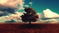 Beautiful landscape with a lonely tree in a field Royalty Free Stock Photo