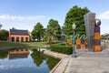Beautiful Louis Armstrong Park Landscape with a Pond and Statues in Treme of New Orleans