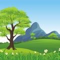 Beautiful landscape, Lovely and cute scenery cartoon design.