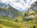 Beautiful landscape with Malaiesti Valley in the Bucegi Mountain part of the Carpathian Mountains of Romania Royalty Free Stock Photo