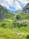 Beautiful landscape with Malaiesti Valley in the Bucegi Mountain part of the Carpathian Mountains of Romania Royalty Free Stock Photo
