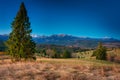 Beautiful landscape of a meadow under the Tatra Mountains at autumn. Poland Royalty Free Stock Photo