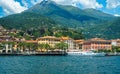 Spectacular panorama of Menaggio, beautiful town in Italy, with picturesque Lake Como and the Alps views.