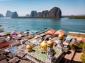 Beautiful landscape mosque sea and sky in summer at Punyi island, Ko Panyi or Koh Panyee, Muslim fisherman village Royalty Free Stock Photo