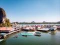 Beautiful landscape mosque sea and sky in summer at Punyi island, Ko Panyi or Koh Panyee, Muslim fisherman village Royalty Free Stock Photo