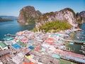 Beautiful landscape mosque sea and sky in summer at Punyi island, Ko Panyi or Koh Panyee, Muslim fisherman village Royalty Free Stock Photo