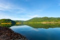 Beautiful landscape of Mountain and Lake with reflex in the water scenery beautiful view with blue sky and white clouds in phuket Royalty Free Stock Photo