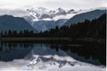 Beautiful landscape of the mountain and the reflection on the lake. Lake Matheson, Fox Glacier, New Zealand Royalty Free Stock Photo