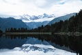 Beautiful landscape of the mountain and the reflection on the lake. Lake Matheson, Fox Glacier, New Zealand Royalty Free Stock Photo