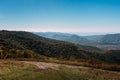 Beautiful landscape of a mountain ridge and a blue sky in the summer season. Marcothsky Range, Gelendzhik, Russia