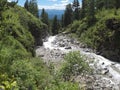 Beautiful landscape of mountain taiga in the Eastern Sayans in Buryatia