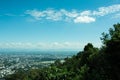 Beautiful landscape mountain view with green forest , blue sky, cloudy and the city. The good travel for relax , the attractions i Royalty Free Stock Photo