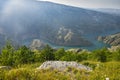 Beautiful landscape with mountains and a river on a sunny summer day with clouds. Sulak Canyon. Dagestan Royalty Free Stock Photo