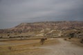 Beautiful landscape with mountains and rocks overlooking the hill Aktepe. Goreme region, Cappadocia, Anatolia, Turkey Royalty Free Stock Photo