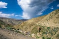 Beautiful landscape in the mountains at summer in daytime. Mountains at the sunset time. Azerbaijan, Caucasus. Khinalig