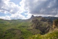 Beautiful landscape in the mountains at summer in daytime. Mountains at the sunset time. Azerbaijan, Caucasus. Khinalig