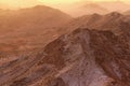 Beautiful landscape in the mountains at sunrise. Amazing view from Mount Sinai Mount Horeb, Gabal Musa, Moses Mount.