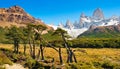 Beautiful landscape with Mt Fitz Roy in Los Glaciares National Park, Patagonia, Argentina, South America