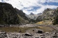 Beautiful landscape of the natural park of AigÃ¼estortes y Estany de Sant Maurici, Pyrenees landscape with river and lake