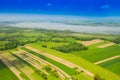 Nature park Lonjsko polje, Croatia, from air, panoramic view, flooded field in spring