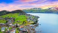 Beautiful landscape near Lake Thun in Spiez, Switzerland