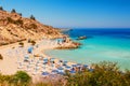 Beautiful landscape near of Nissi beach and Cavo Greco in Ayia Napa, Cyprus island, Mediterranean Sea. Amazing blue green sea and Royalty Free Stock Photo
