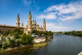 Beautiful landscape Nuestra SeÃÂ±ora del Pilar Cathedral Basilica view from the Ebro River i Royalty Free Stock Photo