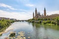 Beautiful landscape Nuestra SeÃÂ±ora del Pilar Cathedral Basilica view from the Ebro River i Royalty Free Stock Photo