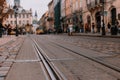 Beautiful scenery of the old city: streets, roofs, sights, doors Royalty Free Stock Photo