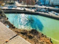 Beautiful landscape of the old district, view of the river and bridge. Old Tbilisi, winter in the city