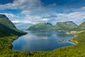 Beautiful landscape over the fjord of Senja Island from Bergsbotn Platform, Norway