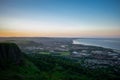 Beautiful landscape over mountains and city at sunset, cave hill belfast, Northern Ireland